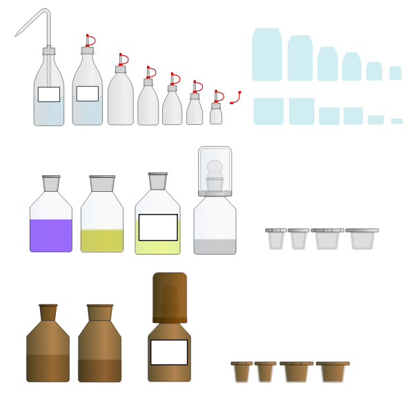 Chemistry (laboratory) glass / plastic bottles and lids